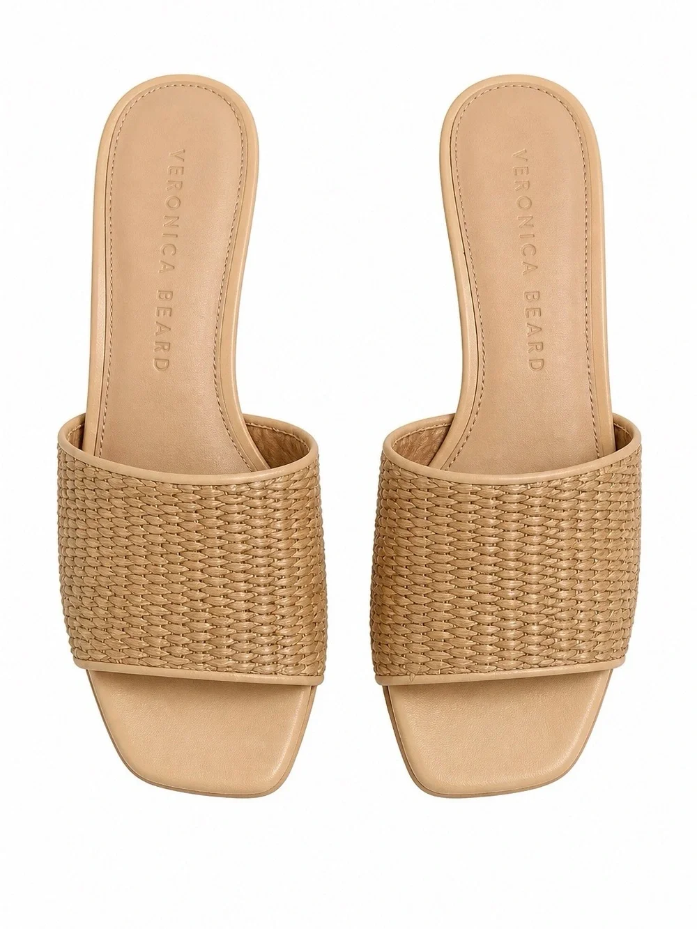 Veronica Beard Natural Woven Espadrille Wedge Mules